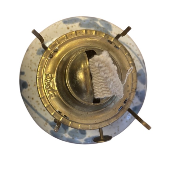 Artist Signed Vintage Glazed Stoneware Oil Lamp - Picture 6 of 7